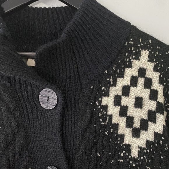 Vintage Jaques Vert Wool Mohair Blend Black White Abstract Pattern Button Coat - Picture 7 of 10